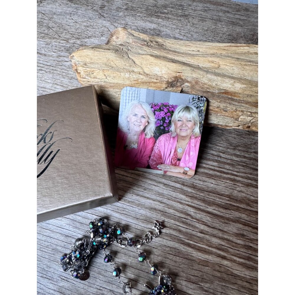 Kirks Folly purple ladybug locket necklace AB crystal beaded chain with Box - Picture 8 of 10